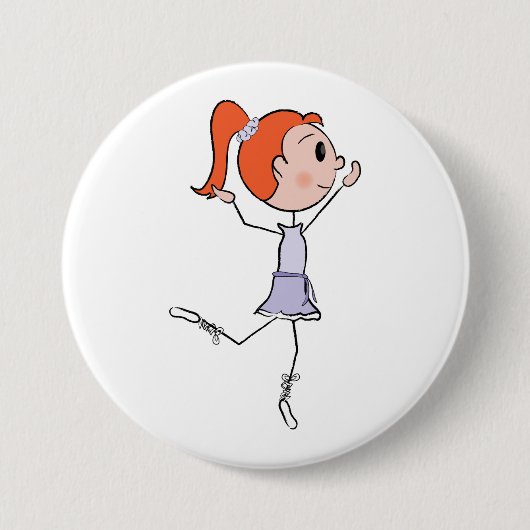 Tanzprincess Niedlich Ballerina Strichmännchen Button (Vorderseite)