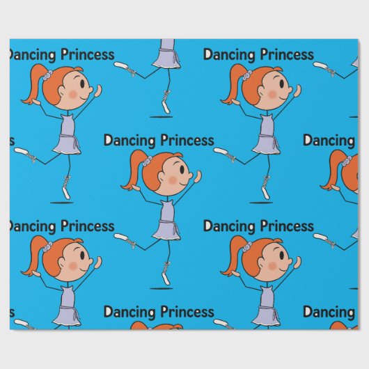 Tanzprincess Niedlich Ballerina Strichmännchen Geschenkpapier (Flach)