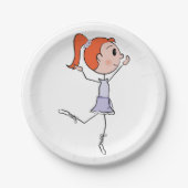 Tanzprincess Niedlich Ballerina Strichmännchen Pappteller (Vorderseite)