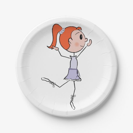 Tanzprincess Niedlich Ballerina Strichmännchen Pappteller (Vorderseite)
