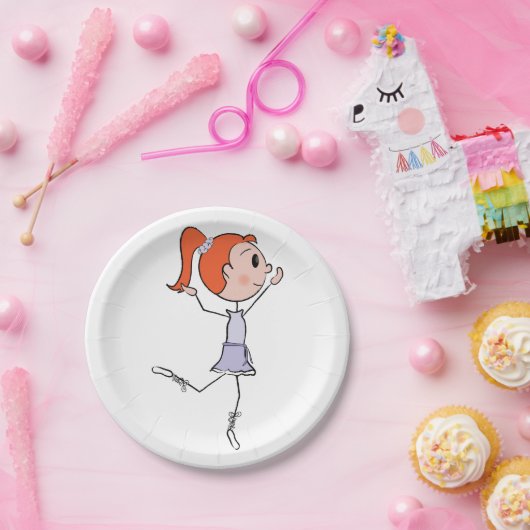 Tanzprincess Niedlich Ballerina Strichmännchen Pappteller (Party)
