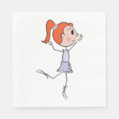Tanzprincess Niedlich Ballerina Strichmännchen Serviette (Vorderseite)