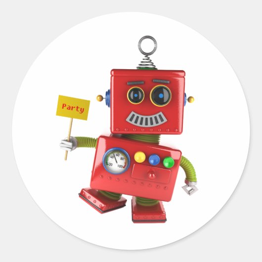 Tanzroboter mit Party Runder Aufkleber (Vorderseite)