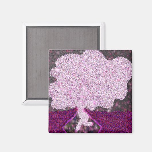 Tanzrosa Glitzer Tu B'Shvat ט ״ ו ב ש ב ט Magnet (Vorderseite/Rückseite)