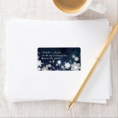 Tanzschnee-Blume Winter-Hochzeitsplattform Adressaufkleber (Insitu)