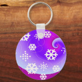 Tanzschneeflocken auf Lila, wirbelndem Hintergrund Schlüsselanhänger (Vorderseite)