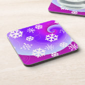 Tanzschneeflocken auf Lila, wirbelndem Hintergrund Untersetzer (Linke Seite)
