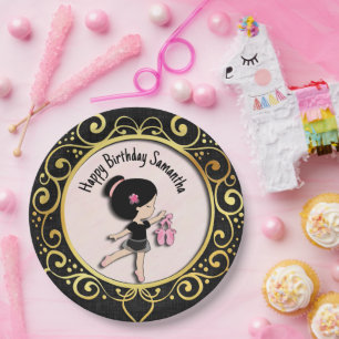 Tanzschuh Schwarz und Gold Elegante Papierplatten Pappteller