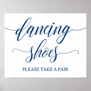 Tanzschuhe Hochzeitszeichen in Navy Blue Poster