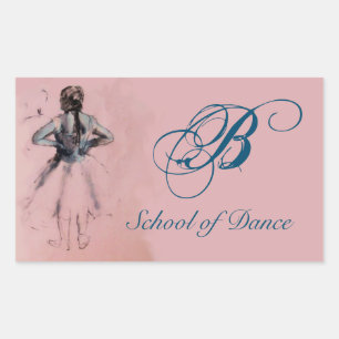 TANZSCHULE/BALLERINA BALLET DANCER MONOGRAM RECHTECKIGER AUFKLEBER