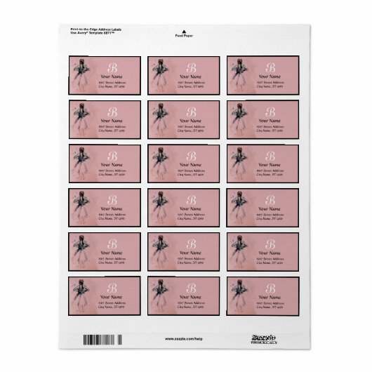 TANZSCHULE ,BALLERINA BALLETTTANKER IN PINK ADRESSAUFKLEBER (Vorne)