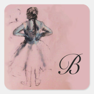 TANZSCHULE / BALLERINA ROSA BALLETTTÄNZERIN QUADRATISCHER AUFKLEBER