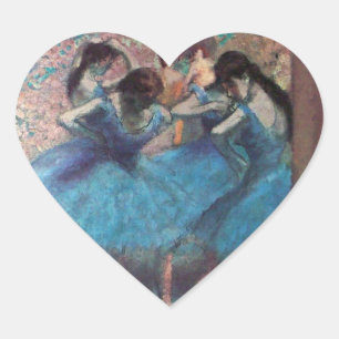 TANZSCHULE, BALLETTÄNZERINNEN IM BLAUEN BALLETTKOS Herz-Aufkleber