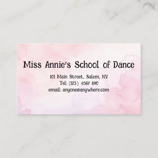 Tanzschule Visitenkarte (Rückseite)