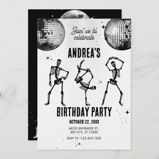 Tanzschuppen-Disco-Party Einladung (Vorne/Hinten)