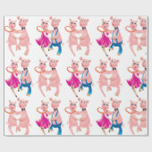 Tanzschweine Geschenkpapier (Flach)