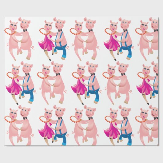 Tanzschweine Geschenkpapier (Flach)