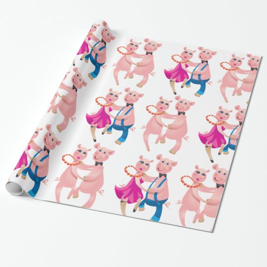 Tanzschweine Geschenkpapier (Ungerollt)