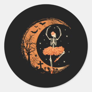 Tanzskeleton Ballerina Ballerina Tanz Halloween Runder Aufkleber