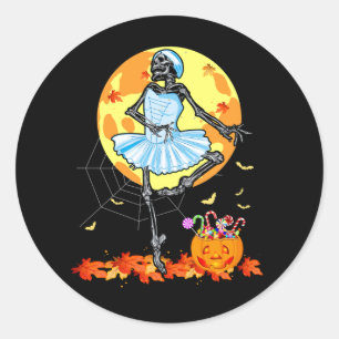 Tanzskeleton Ballerina Ballerina Tanz Halloween Runder Aufkleber