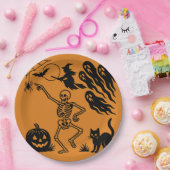 Tanzskeleton & Black Cat Halloween Papierplatte Pappteller (Party)
