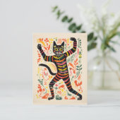 Tanzskeleton Cat Funny Halloween Postkarte (Stehend Vorderseite)