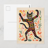 Tanzskeleton Cat Funny Halloween Postkarte (Vorne/Hinten)