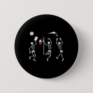 Tanzskeleton Funny Nurse Skeleton Halloween He Button