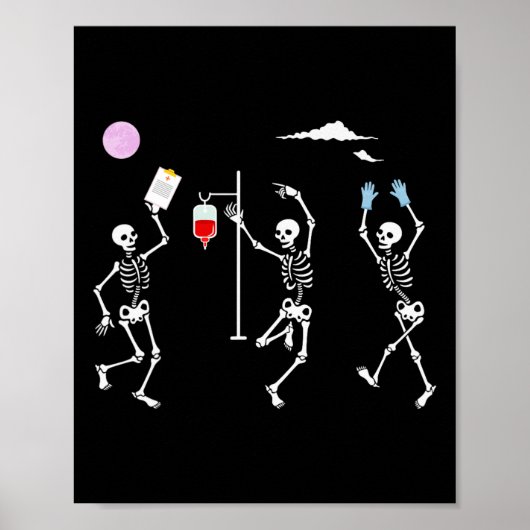 Tanzskeleton Funny Nurse Skeleton Halloween He Poster (Vorne)