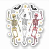 Tanzskeleton Halloween Aufkleber (Vorderseite)