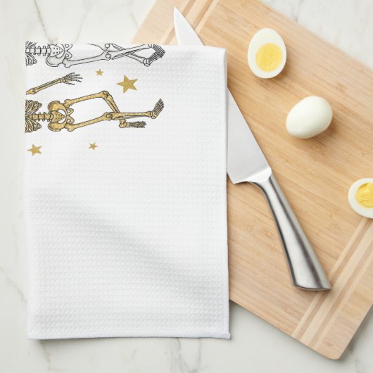 Tanzskeleton Halloween Geschirrtuch (Viertel Falte)