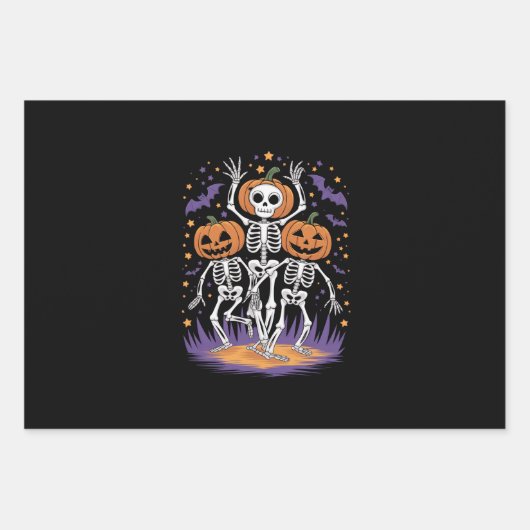 Tanzskeleton Halloween Pumpkin Geschenkpapier Set (Vorderseite)