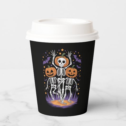 Tanzskeleton Halloween Pumpkin Pappbecher (Vorderseite)