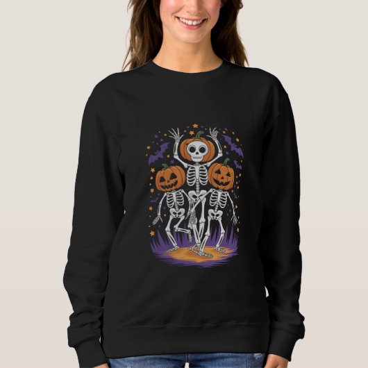 Tanzskeleton Halloween Pumpkin Sweatshirt (Vorderseite)