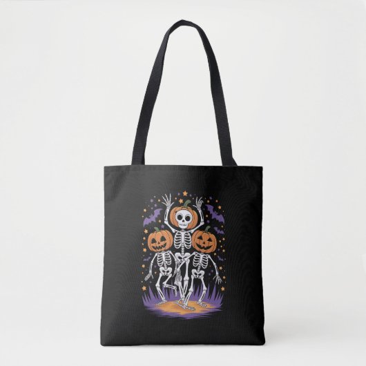 Tanzskeleton Halloween Pumpkin Tasche (Vorderseite)
