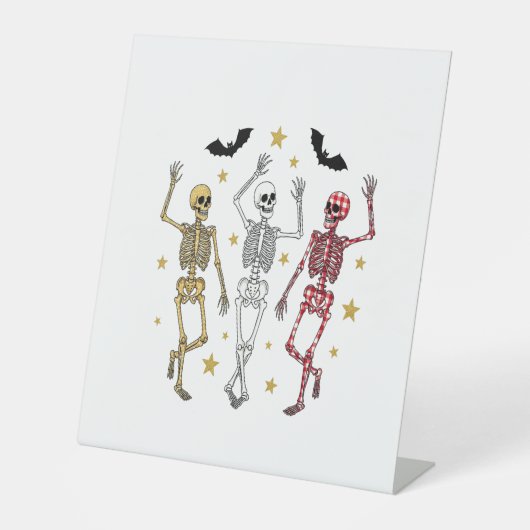Tanzskeleton Halloween Sockelschild (Vorderseite)