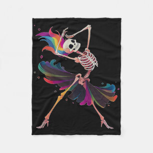 Tanzskeleton Rainbow Ballerina Halloween Fleecedecke