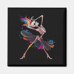Tanzskeleton Rainbow Ballerina Halloween Magnet