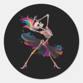 Tanzskeleton Rainbow Ballerina Halloween Runder Aufkleber (Vorderseite)