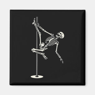 Tanzskelett auf Pole Funny Halloween Magnet