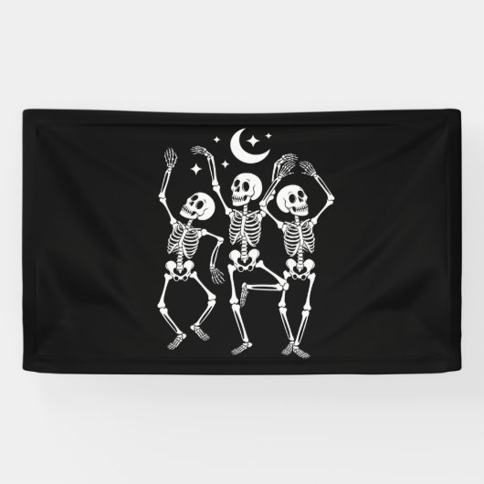 Tanzskelett Frohes Halloween Fall Skull Banner (Horizontal)