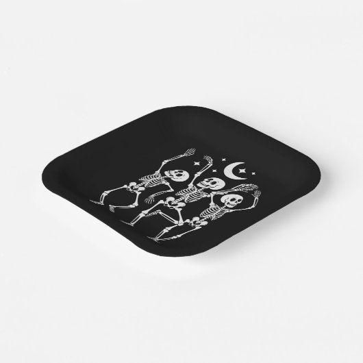 Tanzskelett Frohes Halloween Fall Skull Pappteller (Gewinkelt)