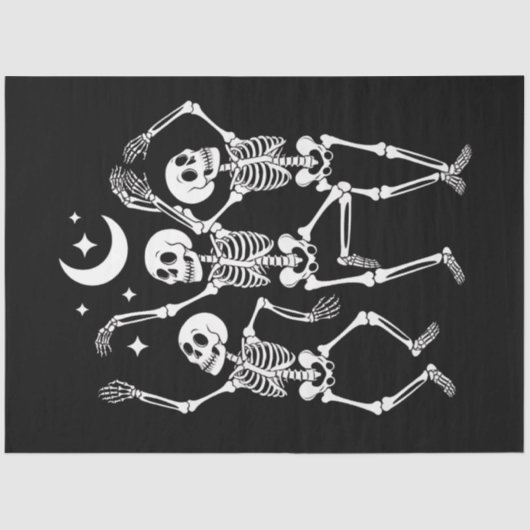 Tanzskelett Frohes Halloween Fall Skull Seidenpapier (Vorderseite)