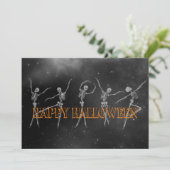 Tanzskelett Halloween-Party schwarz-orange Einladung (Stehend Vorderseite)