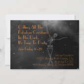 Tanzskelett Halloween-Party schwarz-orange Einladung (Rückseite)