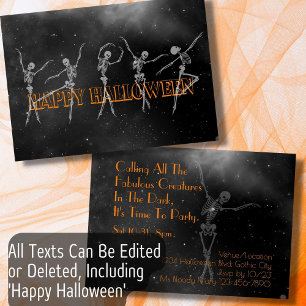 Tanzskelett Halloween-Party schwarz-orange Einladung