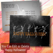 Tanzskelett Happy Halloween Schwarz-Weiß Postkarte