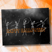 Tanzskelett Happy Halloween Schwarz-Weiß Postkarte