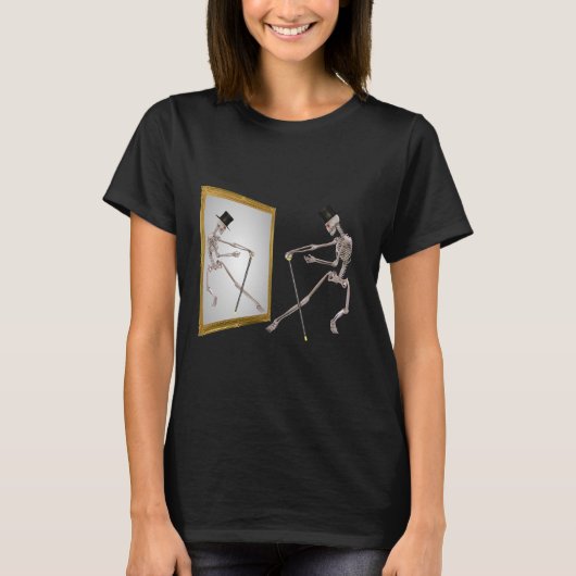 Tanzskelett in Mirror Funny T-Shirt (Vorderseite)