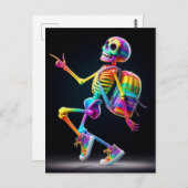 Tanzskelett in Regenbogenfarben Postkarte (Vorne/Hinten)